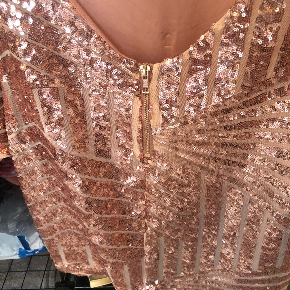 Sequin rose gold mini dress - Picture 9 of 11